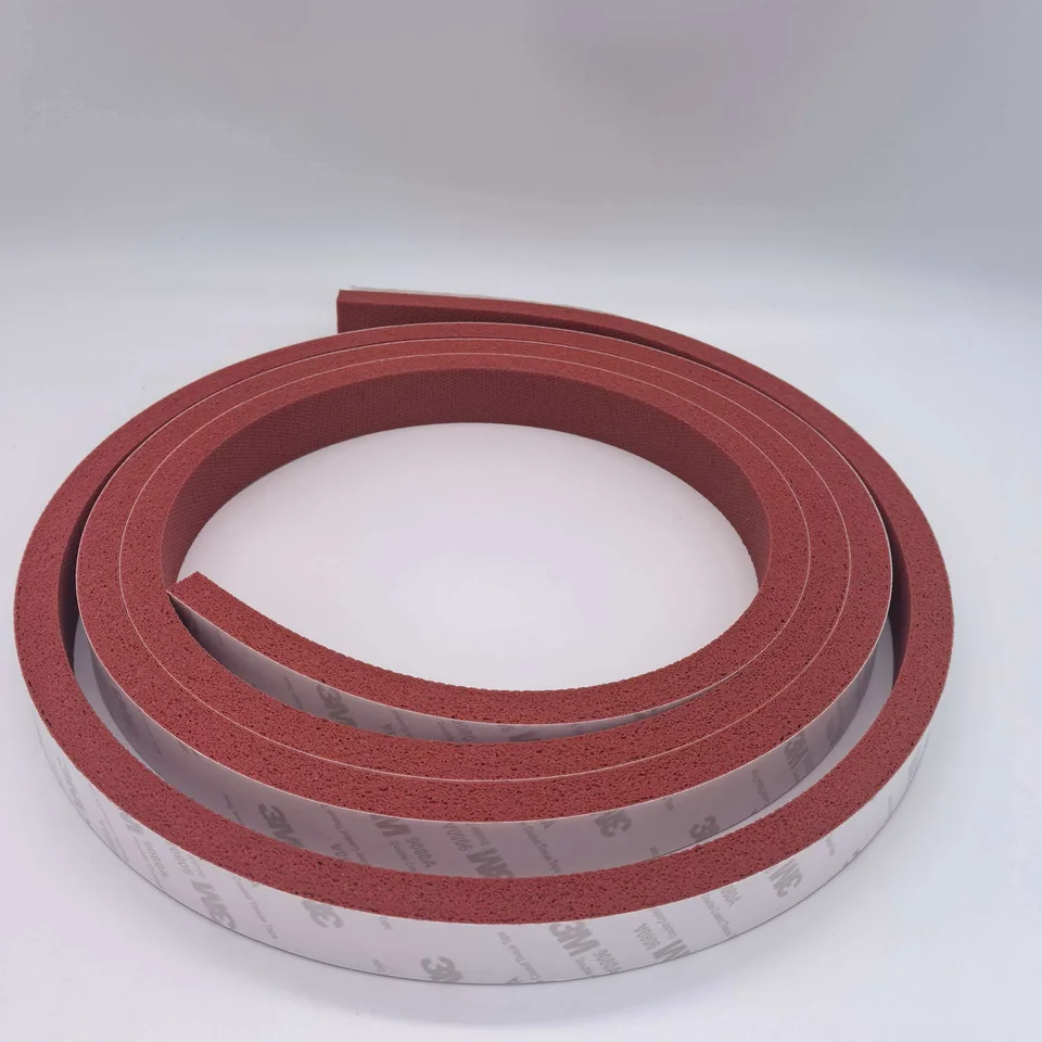 Red adhesive-backed silicone foam sealing strips