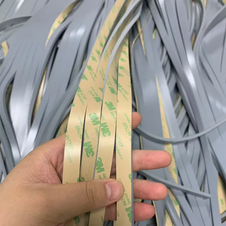 Gray adhesive-backed silicone foam strips