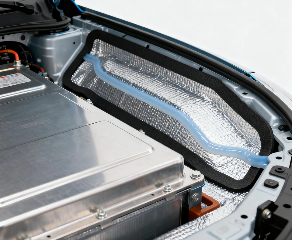 Polyurethane foam battery enclosure sealing